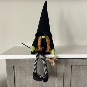 Black and Green Halloween Witch Gnome shelve sitter doll